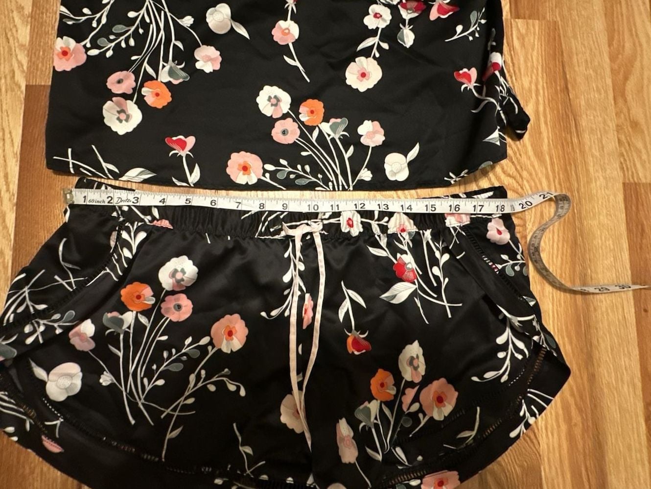 Gilligan & O'Malley Black Floral Silky Satin Lounge PJ Sleep Set XL 7