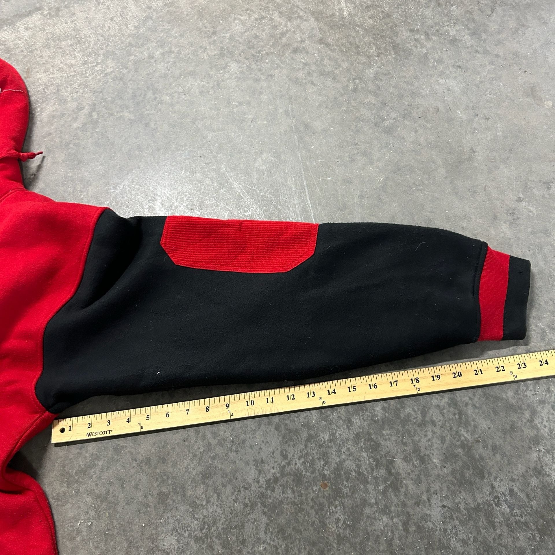 Paco Jeans Vintage 90s Sherpa Lined Full Zip Hoodie Red Black Men's XL 7