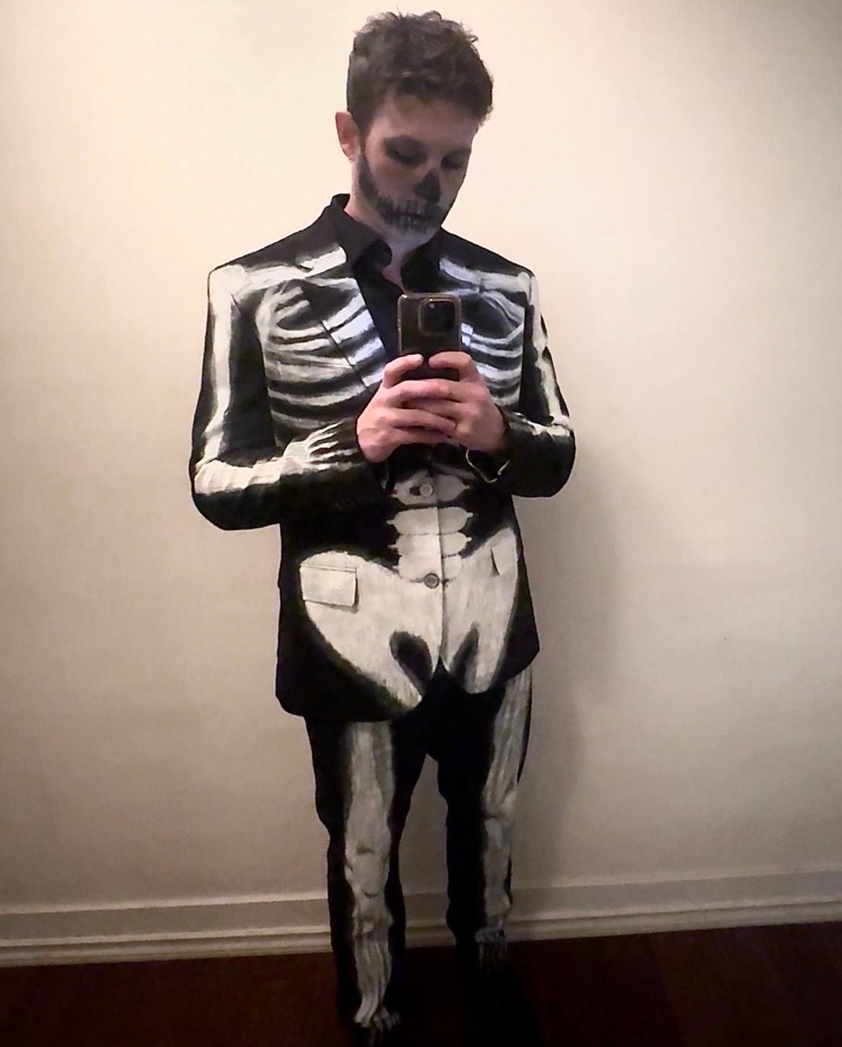 Custom Hand Painted Skeleton Suit Tuxedo Jacket and Pants Costume 1