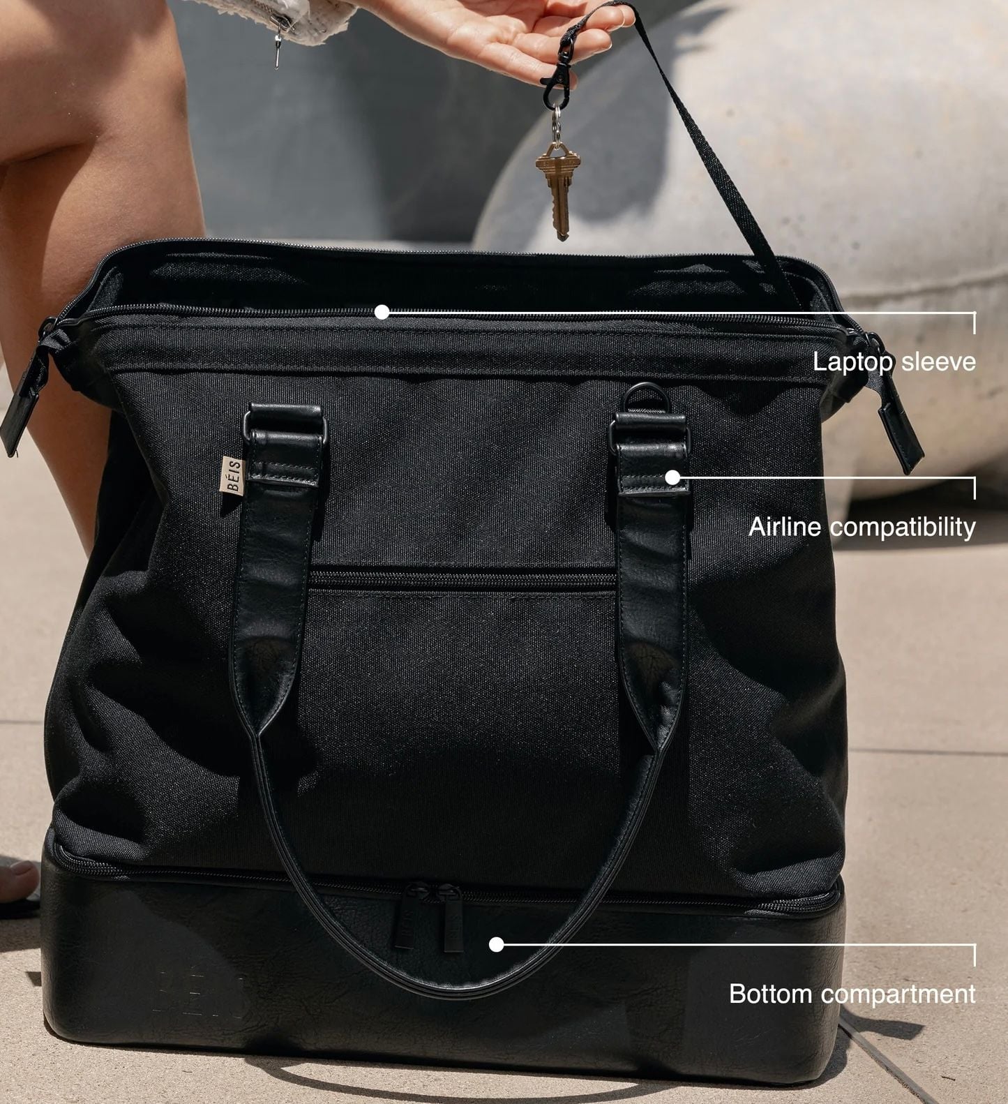 BÉIS The Classic Weekender Duffel Bag Black NWT New With Tags Travel 5