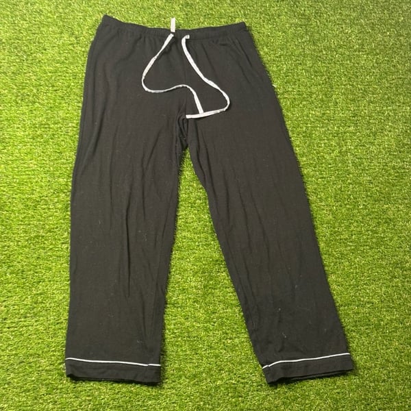 Flora Nikrooz Black Pajama Lounge Pants with Drawstring and White Piping Size M