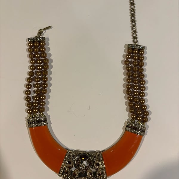 Heidi Daus Say It With Style Beaded Resin Crystal Statement Necklace
