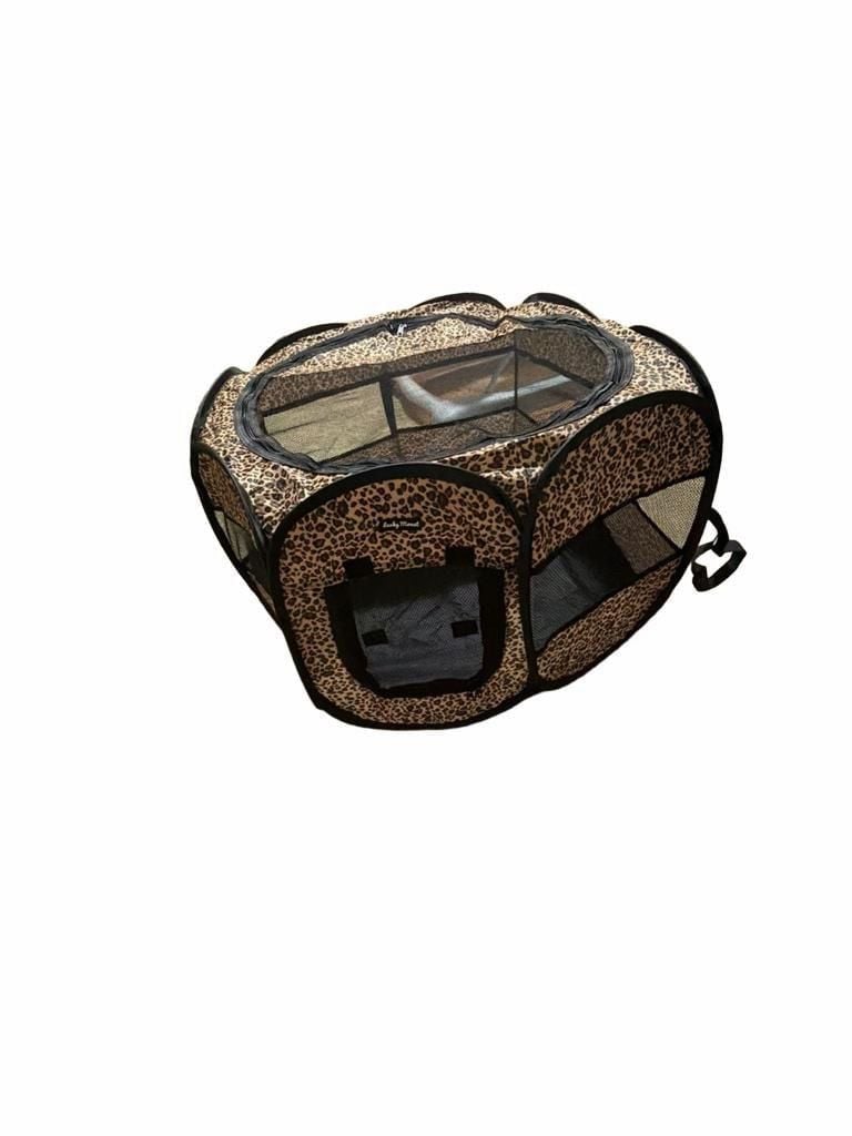 Lucky Monet Portable Pet Playpen Foldable Exercise Tent Pop Up Kennel Leopard 1