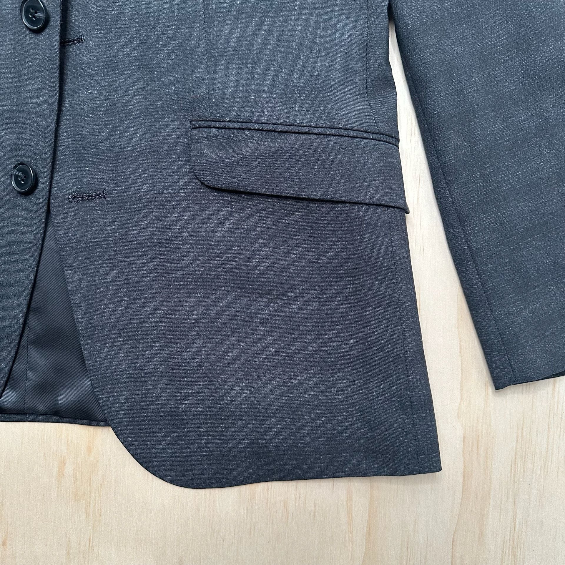 Kenneth Cole Reaction Men's 2-Piece Suit Charcoal Plaid Slim Fit Jacket & Pants 16
