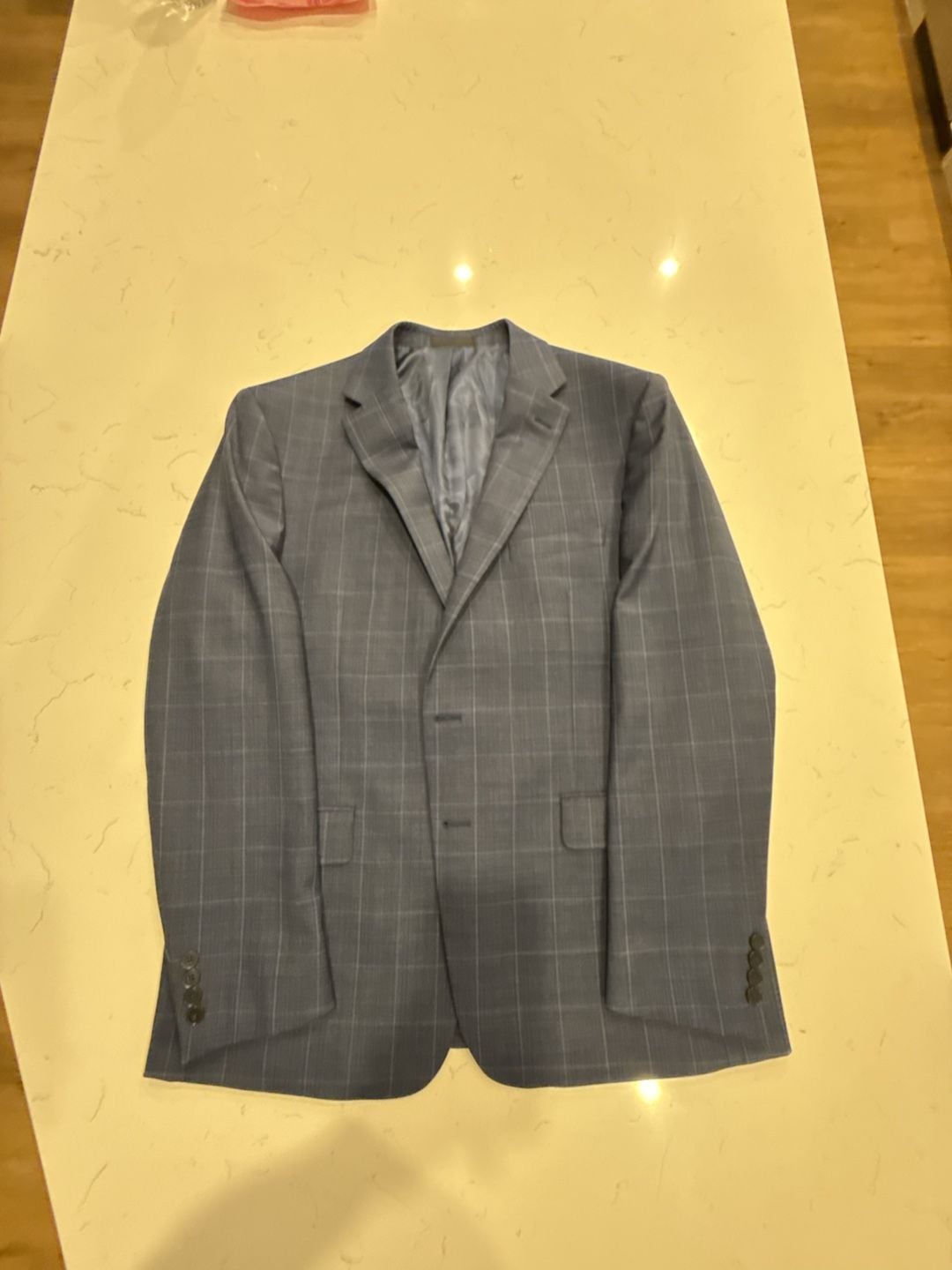 Calvin Klein Blue Windowpane Check Suit Jacket Sport Coat Blazer 2