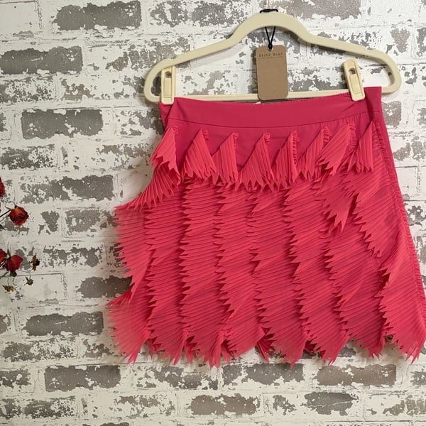 La'Ros Let's Go Party Fringe Mini Skirt - Hot Pink Size Large