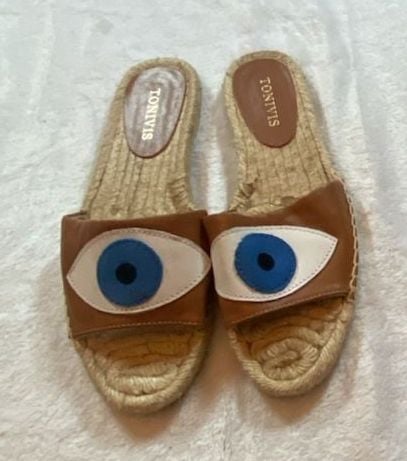 TONIVIS Evil Eye Espadrilles Slide Sandals Tan 3