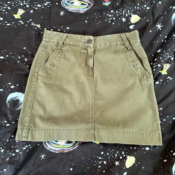 J. Crew Classic Twill Chino Olive Green Utility Mini Skirt Size 2