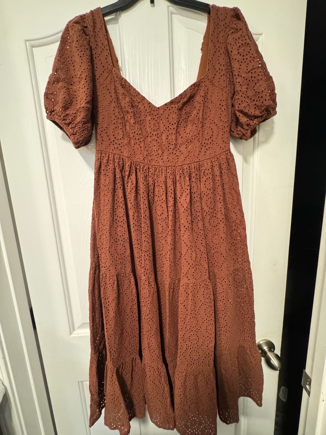 Band of the Free Sierra Walnut Brown Eyelet Midi Dress Size S 2