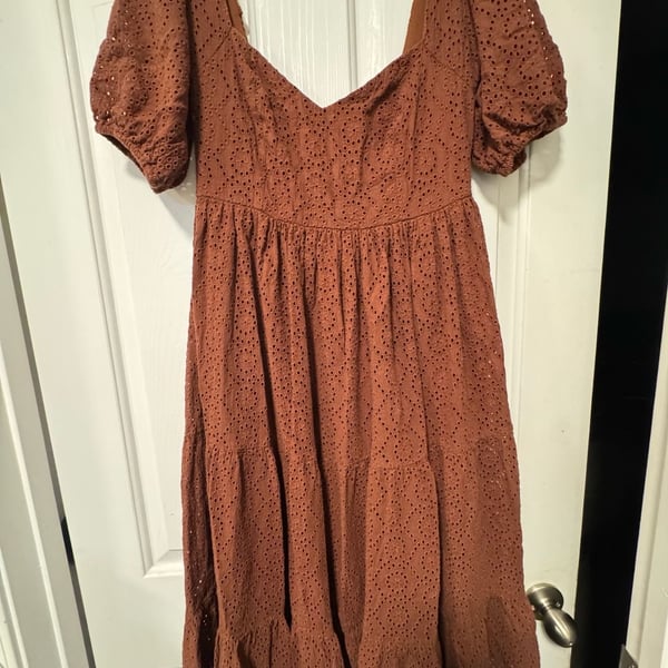 Band of the Free Sierra Walnut Brown Eyelet Midi Dress Size S