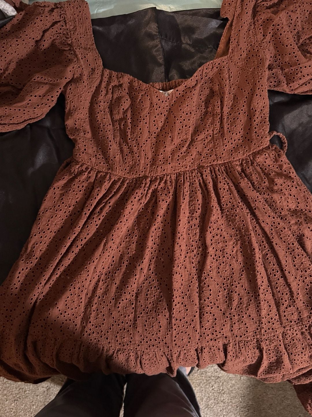 Band of the Free Sierra Walnut Brown Eyelet Midi Dress Size S 4