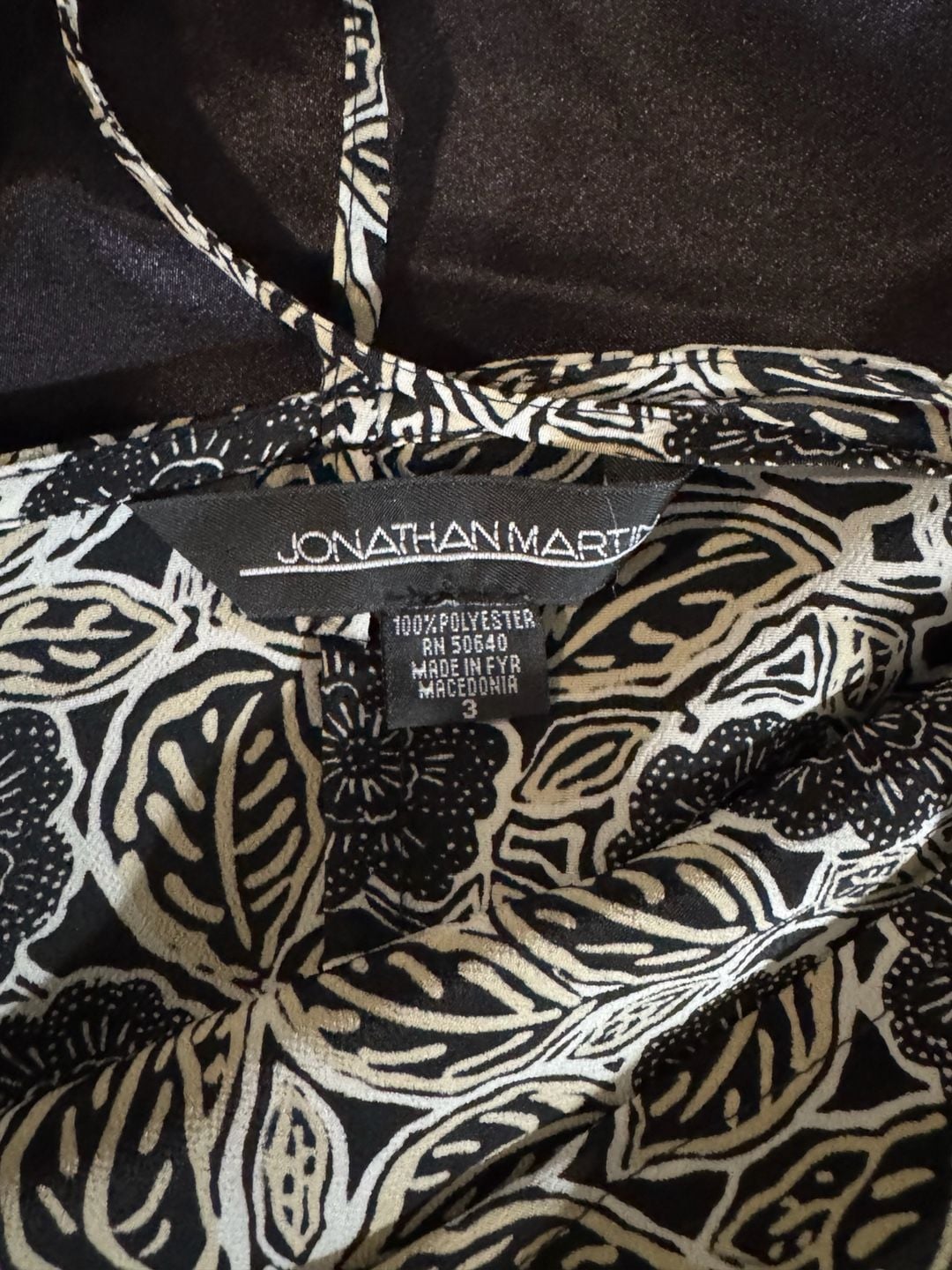 Jonathan Martin Vintage Black and Beige Floral Print Spaghetti Strap Maxi Dress 3