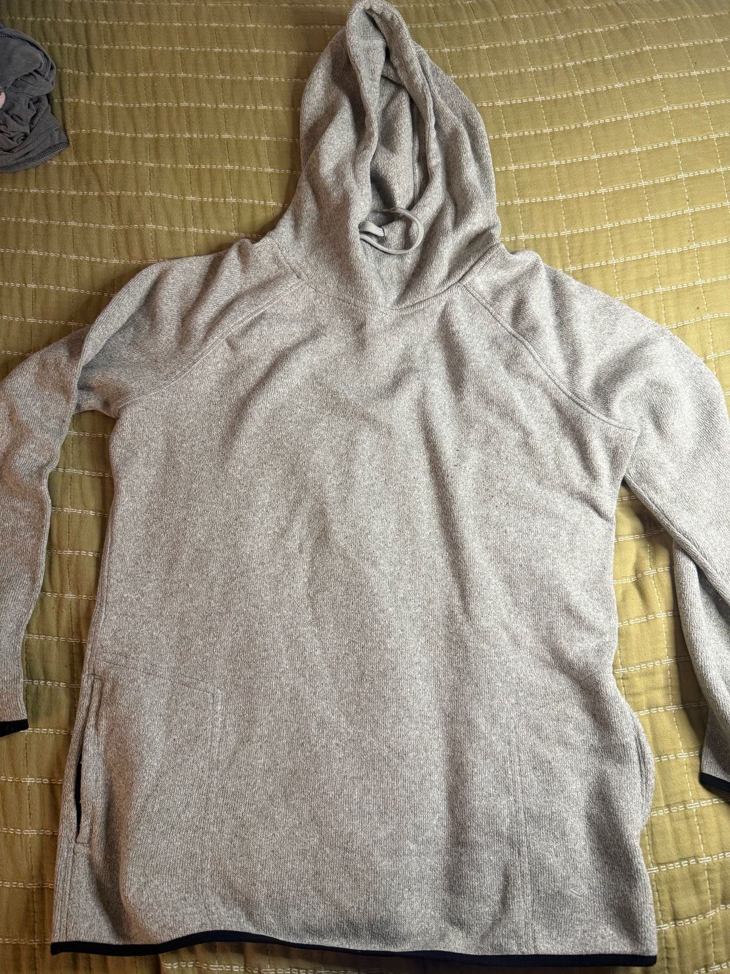 Everlast Women's Gray Textured Pullover Hoodie Sweatshirt with Thumbholes XL 2