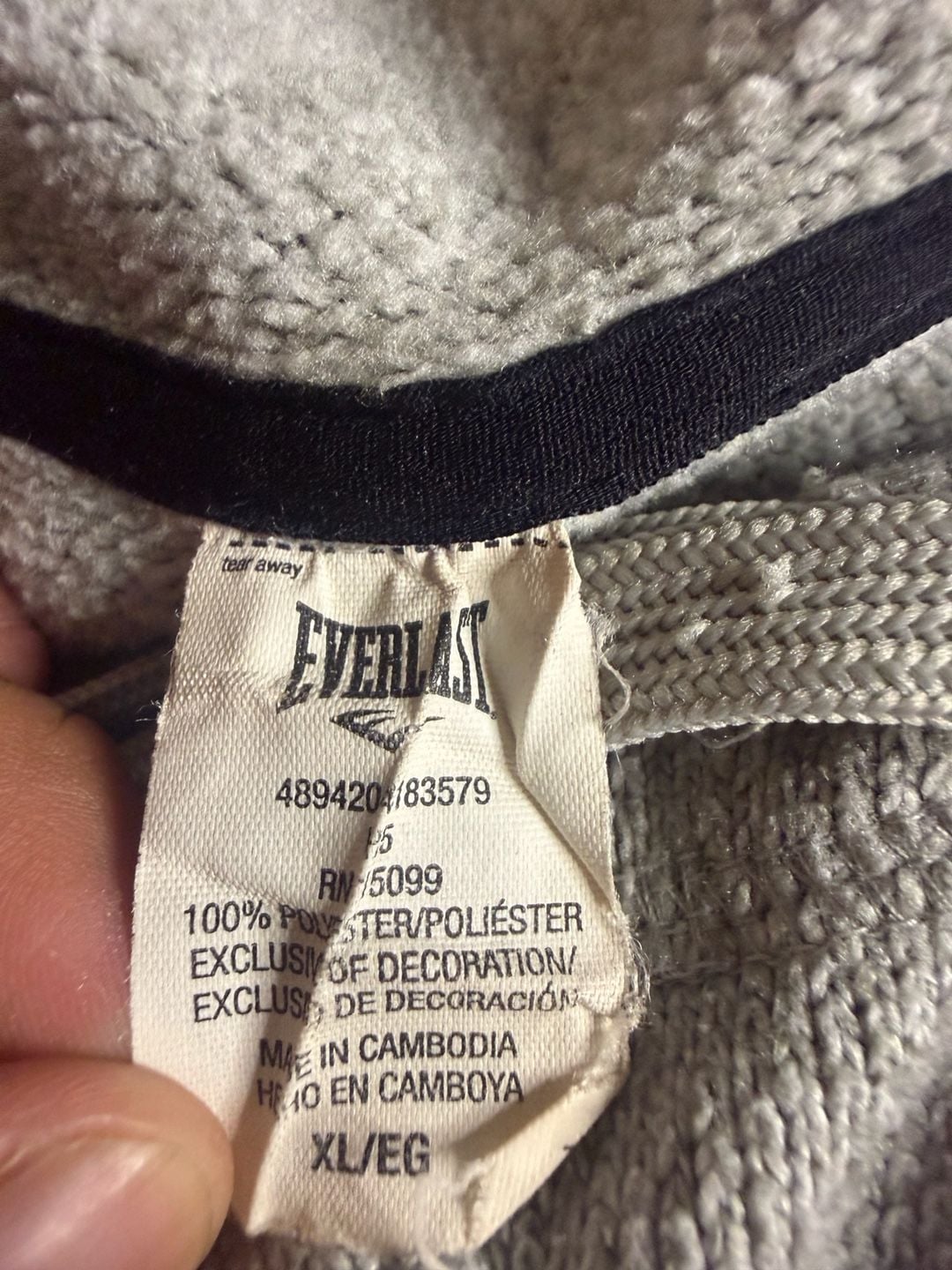 Everlast Women's Gray Textured Pullover Hoodie Sweatshirt with Thumbholes XL 5