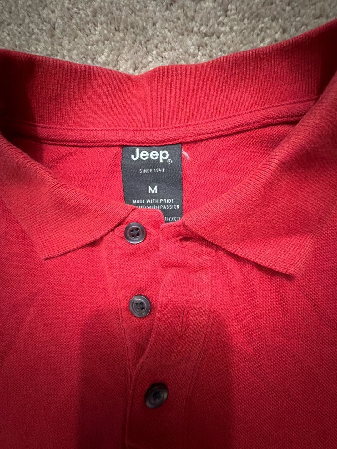 Jeep Since 1941 Men's Red Short Sleeve Polo Shirt Size M 4