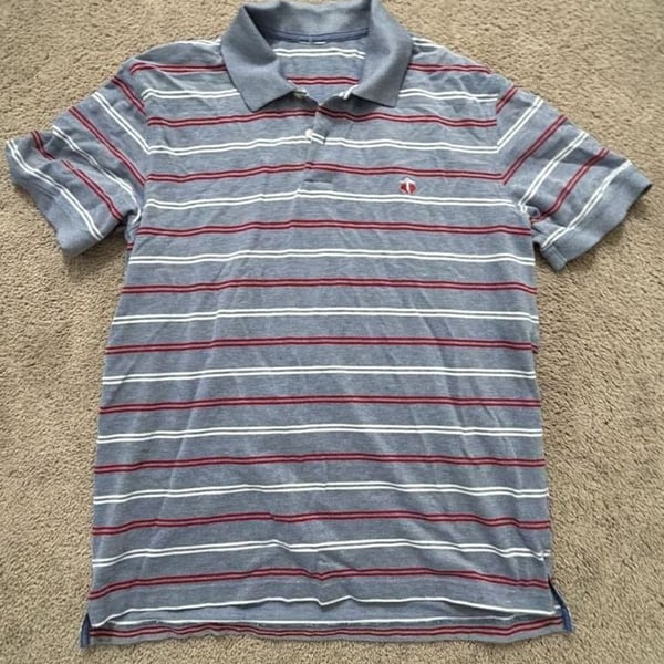 Brooks Brothers Mens Short Sleeve Striped Blue Polo Shirt Size XL