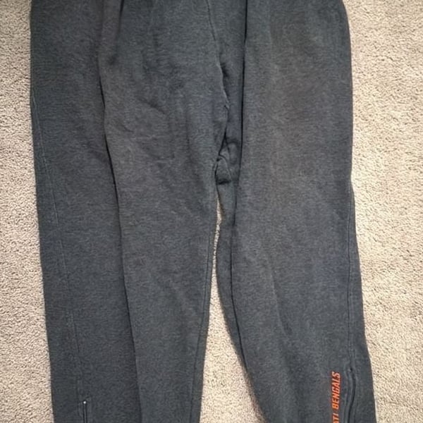 Reebok NFL Equipment Cincinnati Bengals Charcoal Fleece Zip Ankle Sweatpants XL