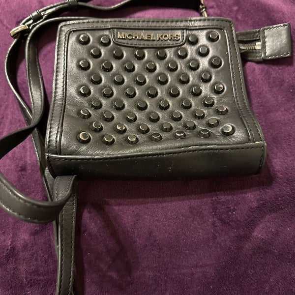 Michael Kors Black Studded Leather Crossbody Bag