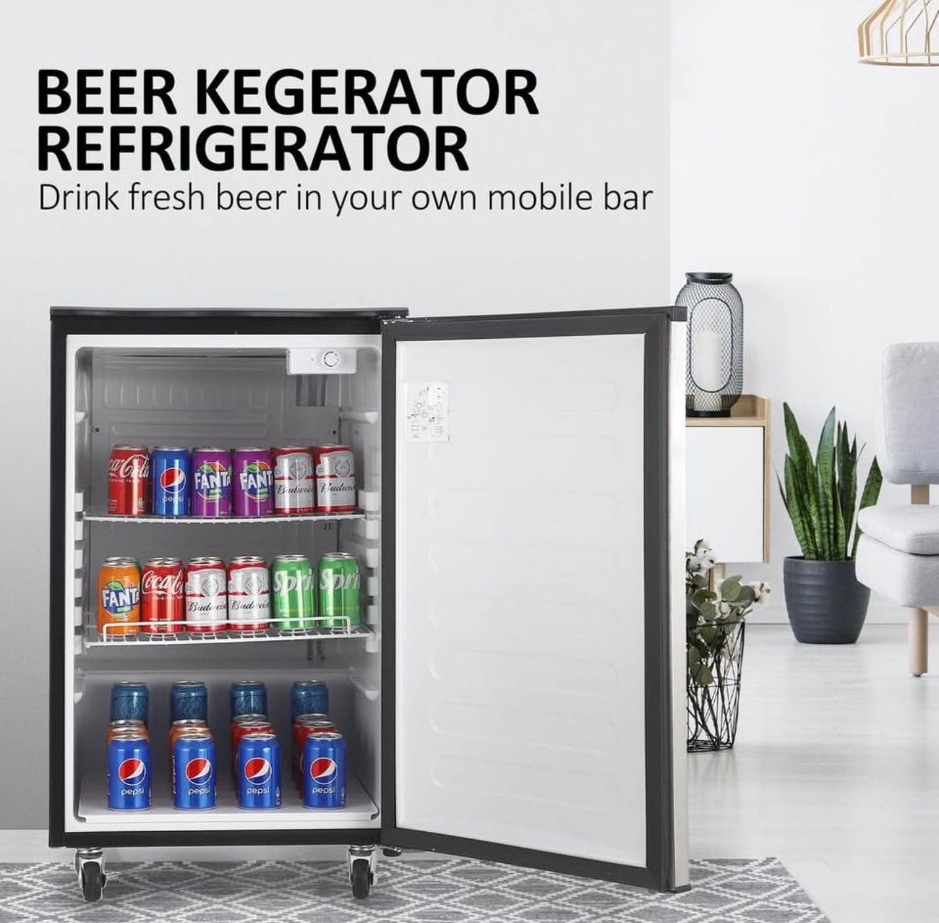 Garvee Beer Kegerator, Dual Tap Draft Beer Dispenser, Full Size Stainless Steel Keg Refrigerator 7