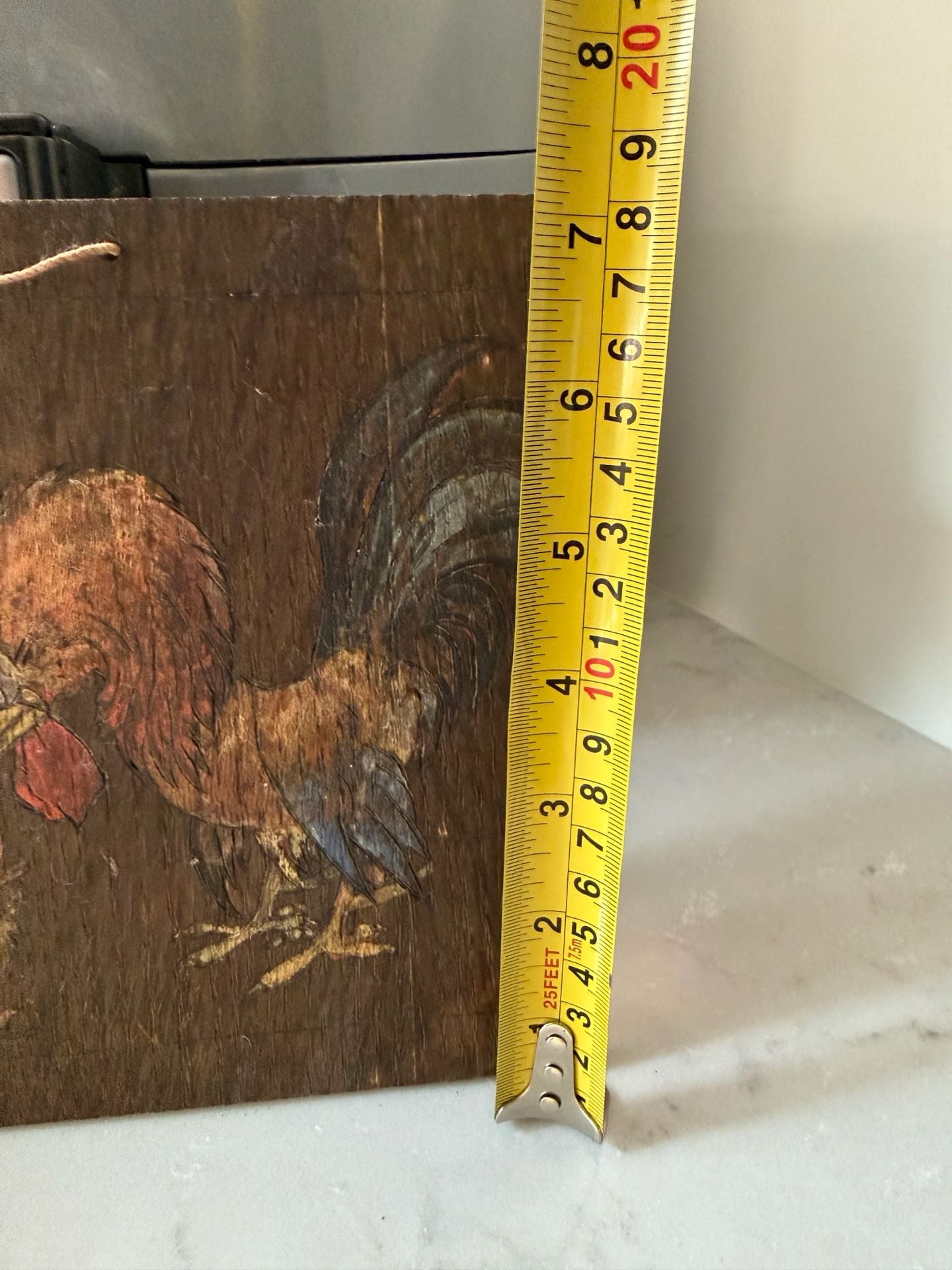 Vintage Hand Painted Folk Art Wood Wall Decor Farmhouse Rooster and Hen 3