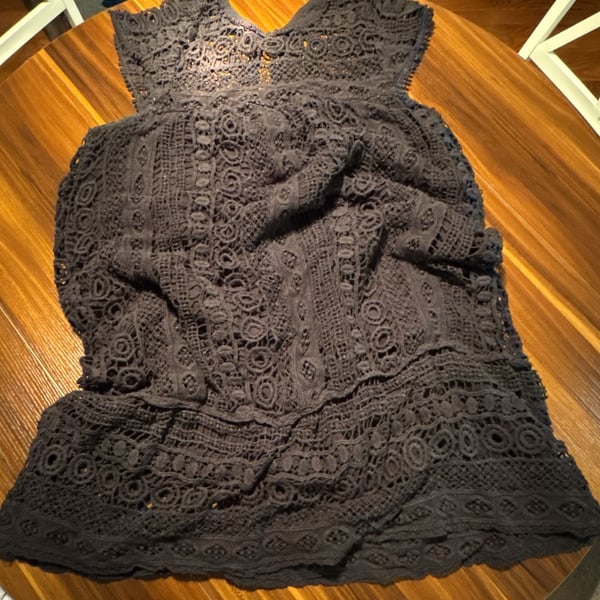 Maeve Black Crochet Lace Mini Dress Size L