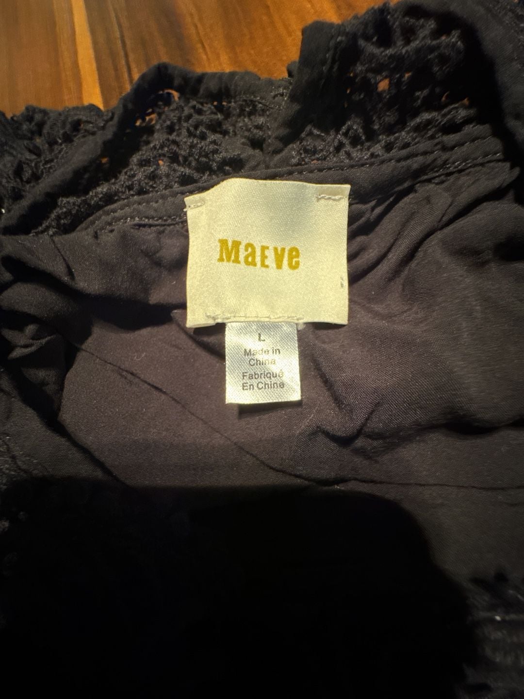 Maeve Black Crochet Lace Mini Dress Size L 3
