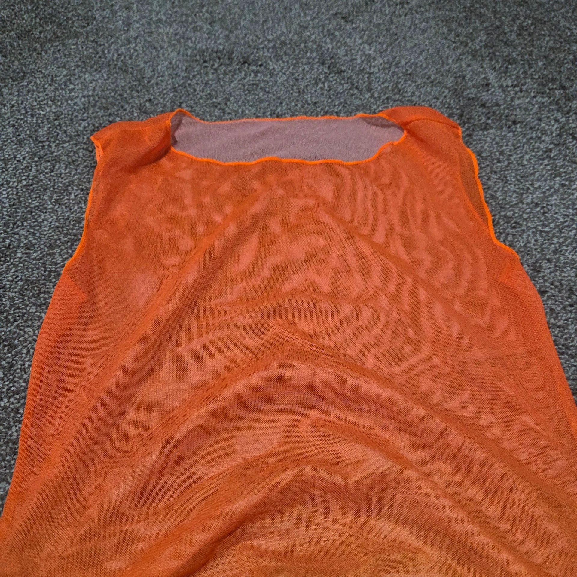 Yellow Halter 1 Piece Ruched Swimsuit & Orange Mesh Cover Up Dress Set Sm NWOT 7