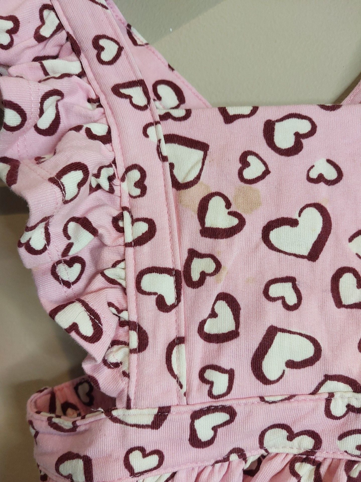 Pink Heart Print Ruffled Overalls Dress Romper with Pockets 4