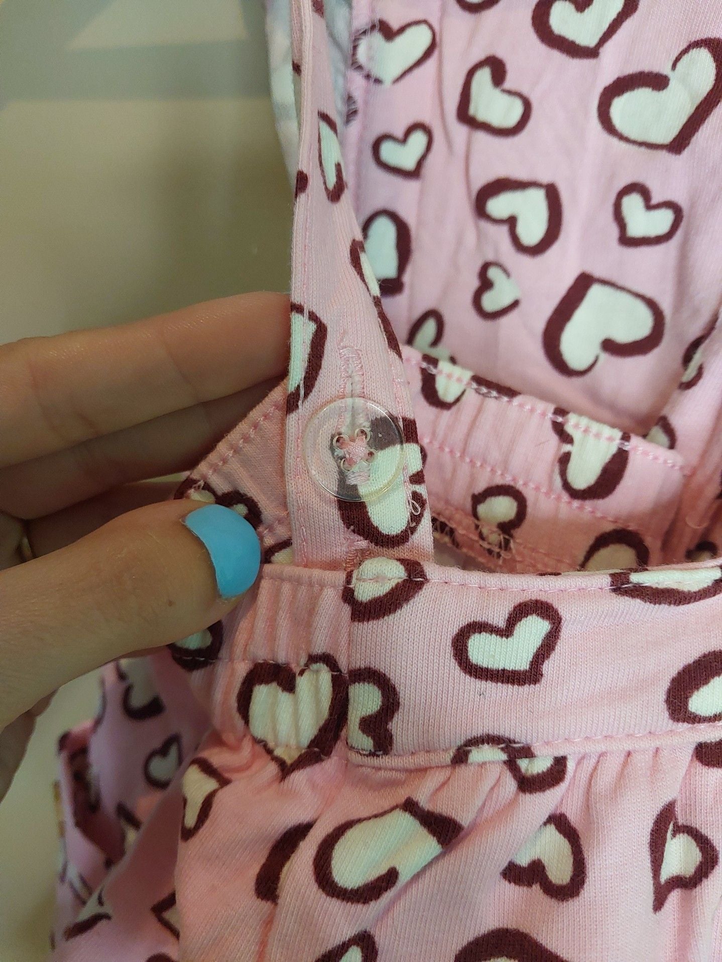 Pink Heart Print Ruffled Overalls Dress Romper with Pockets 8