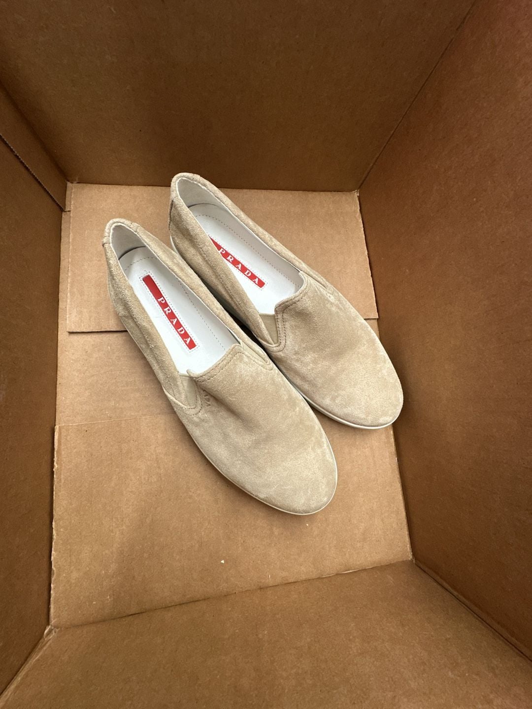 Prada Beige Suede Slip-On Loafers Sneakers Size 40.5 2