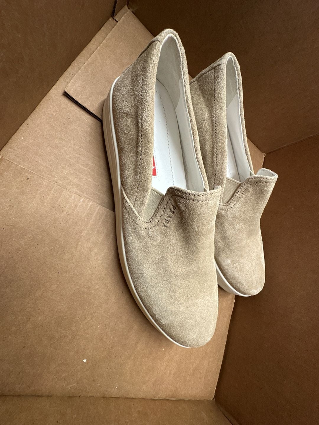 Prada Beige Suede Slip-On Loafers Sneakers Size 40.5 3
