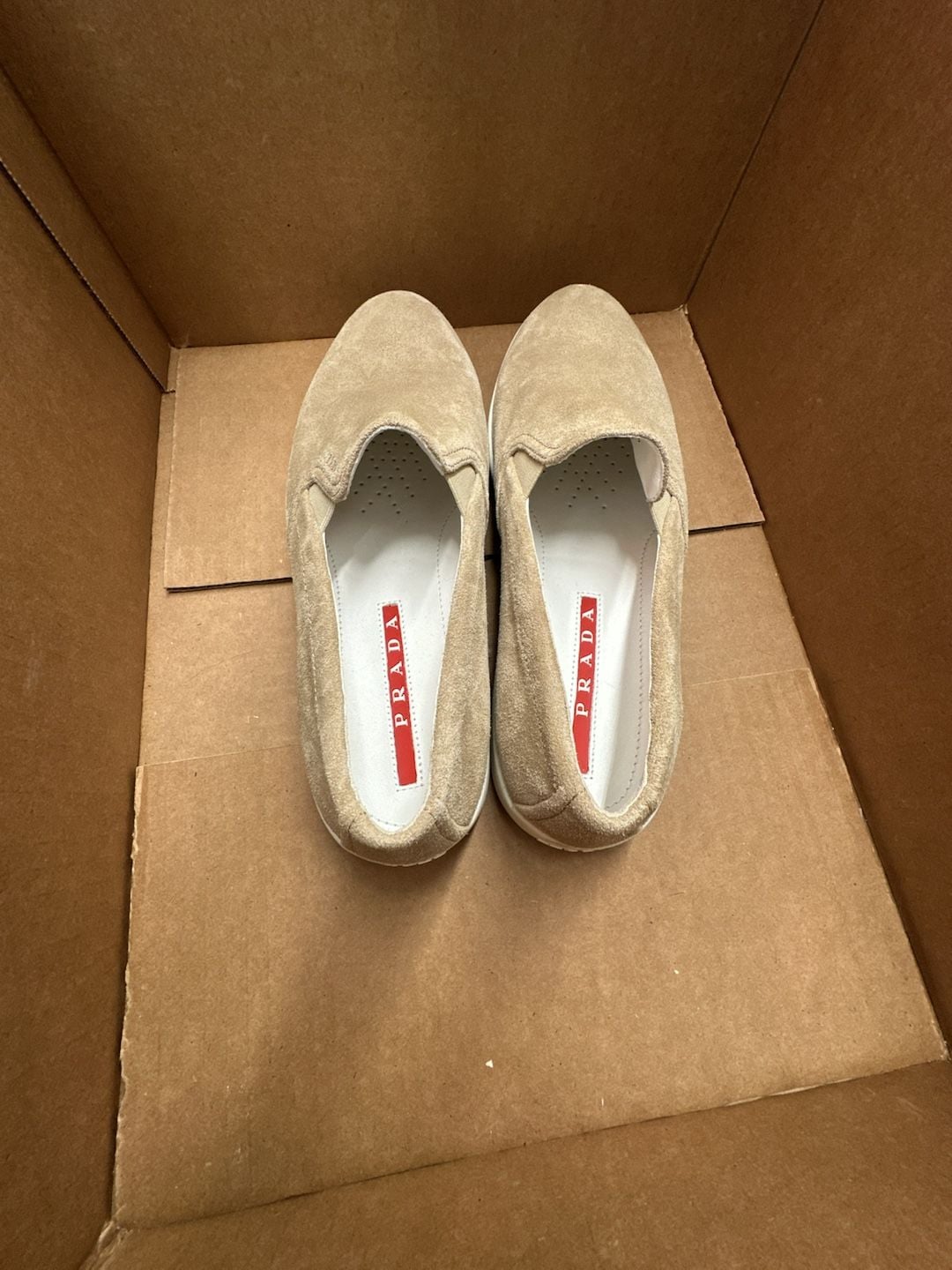 Prada Beige Suede Slip-On Loafers Sneakers Size 40.5 4
