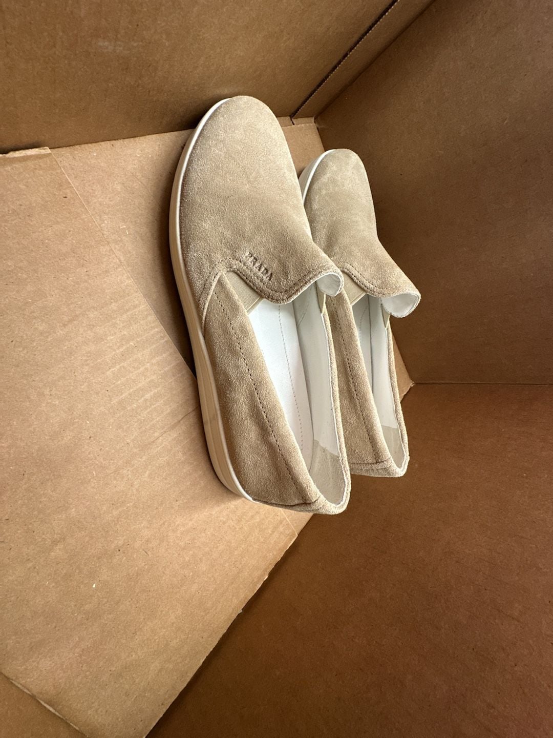 Prada Beige Suede Slip-On Loafers Sneakers Size 40.5 5