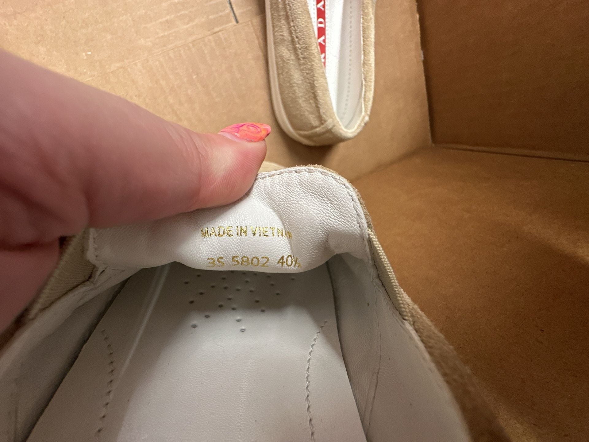 Prada Beige Suede Slip-On Loafers Sneakers Size 40.5 7