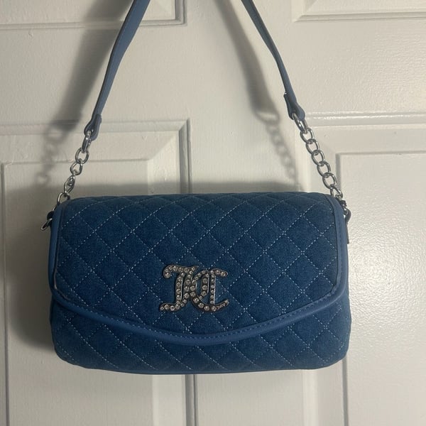 Juicy Couture Isn't She Lovely Flap Shoulder Bag Med Wash Denim
