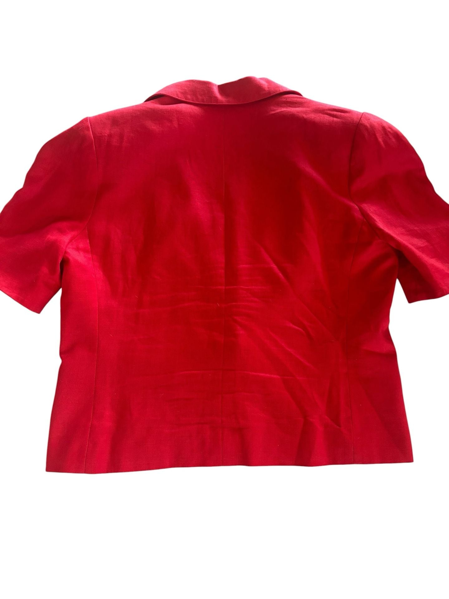 Evan-Picone Vintage Red Short Sleeve Single Button Blazer Jacket 4