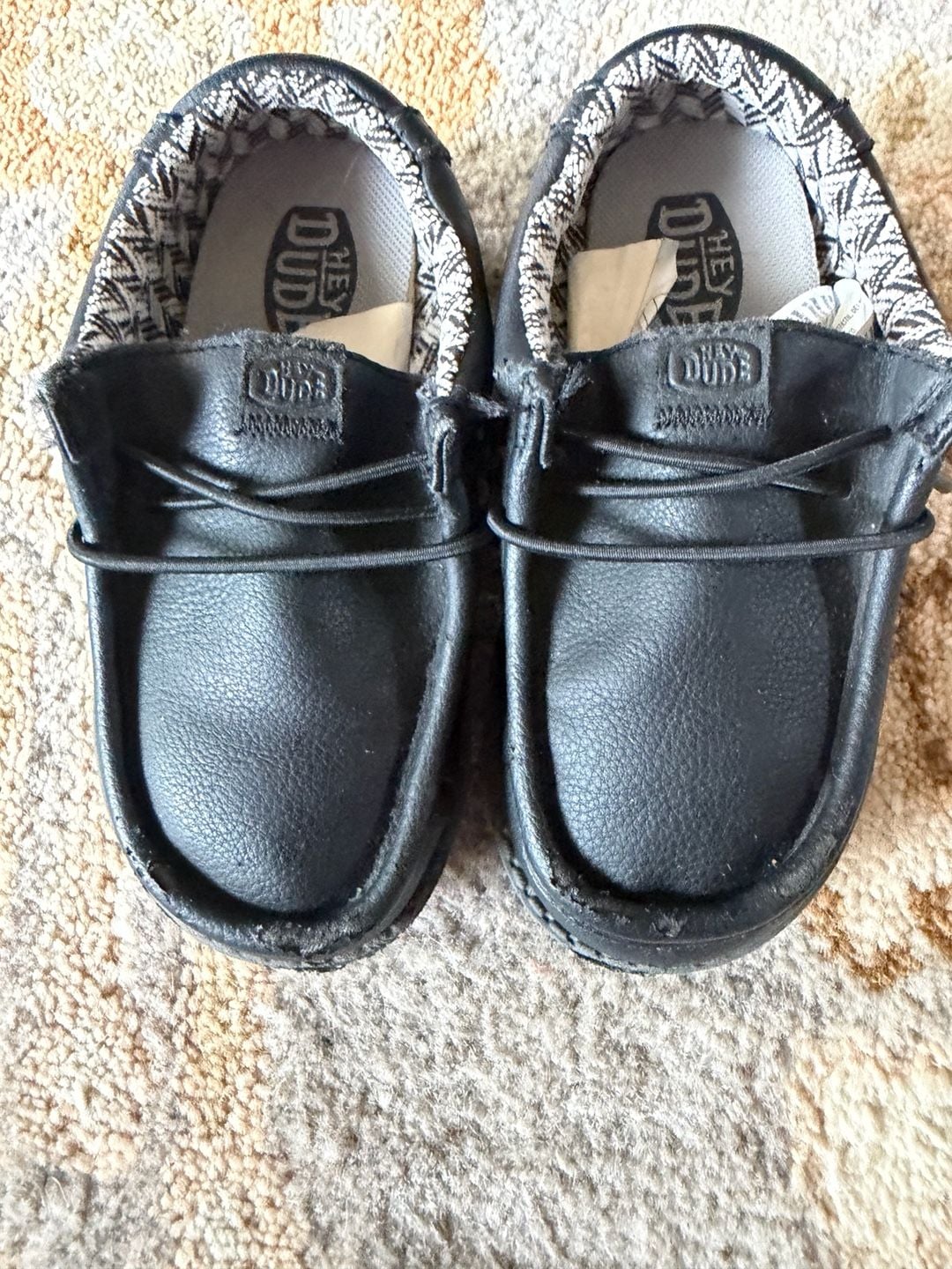 Hey Dude Wally T Classic Toddler Black Leather Shoes Size C9 2