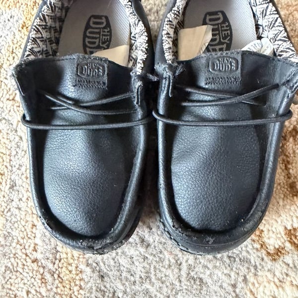 Hey Dude Wally T Classic Toddler Black Leather Shoes Size C9