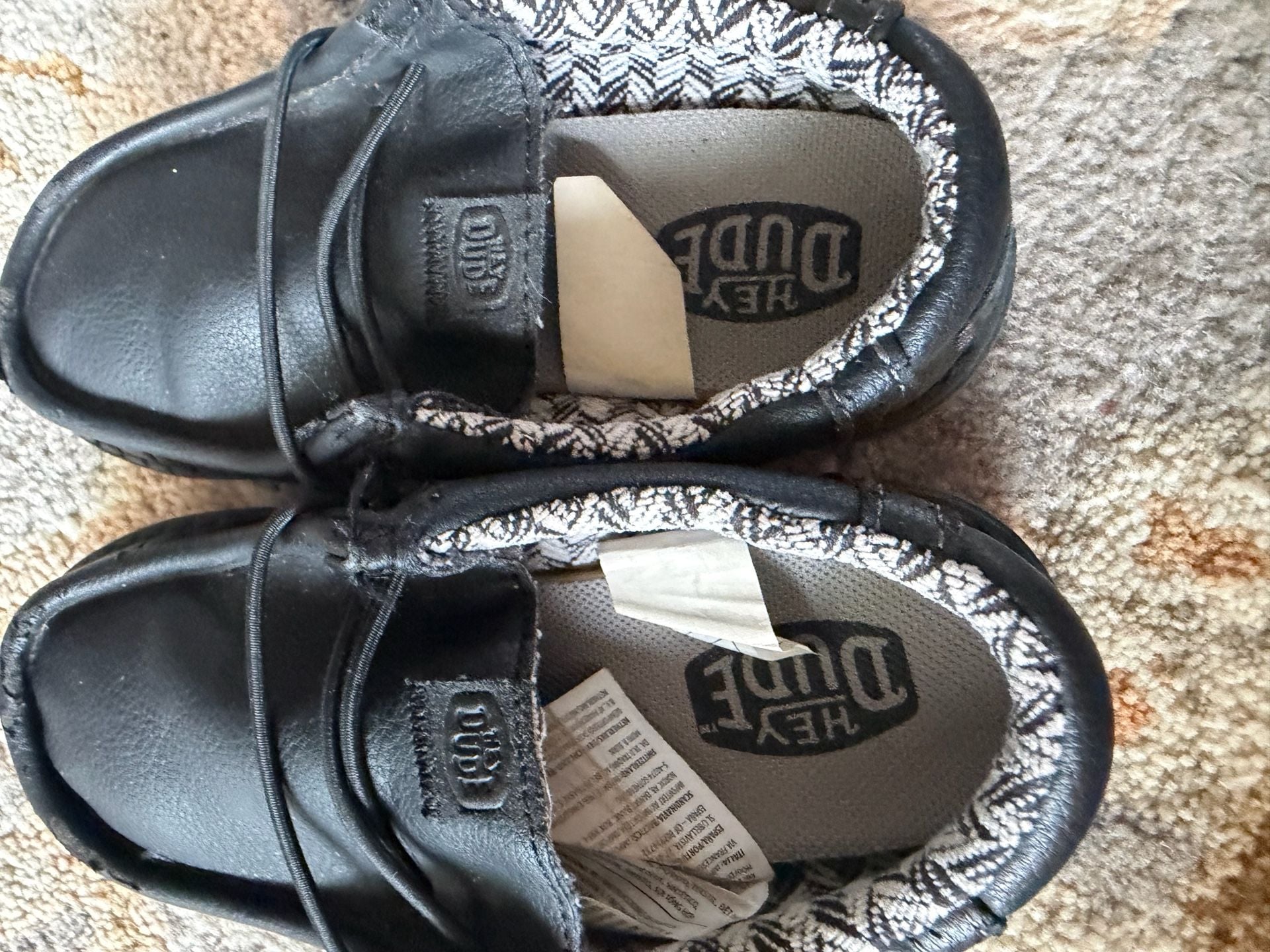 Hey Dude Wally T Classic Toddler Black Leather Shoes Size C9 7