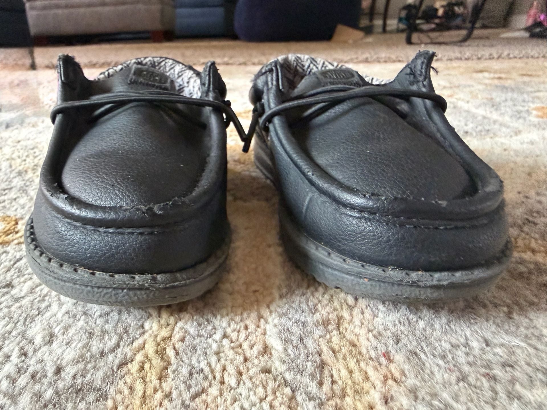 Hey Dude Wally T Classic Toddler Black Leather Shoes Size C9 10