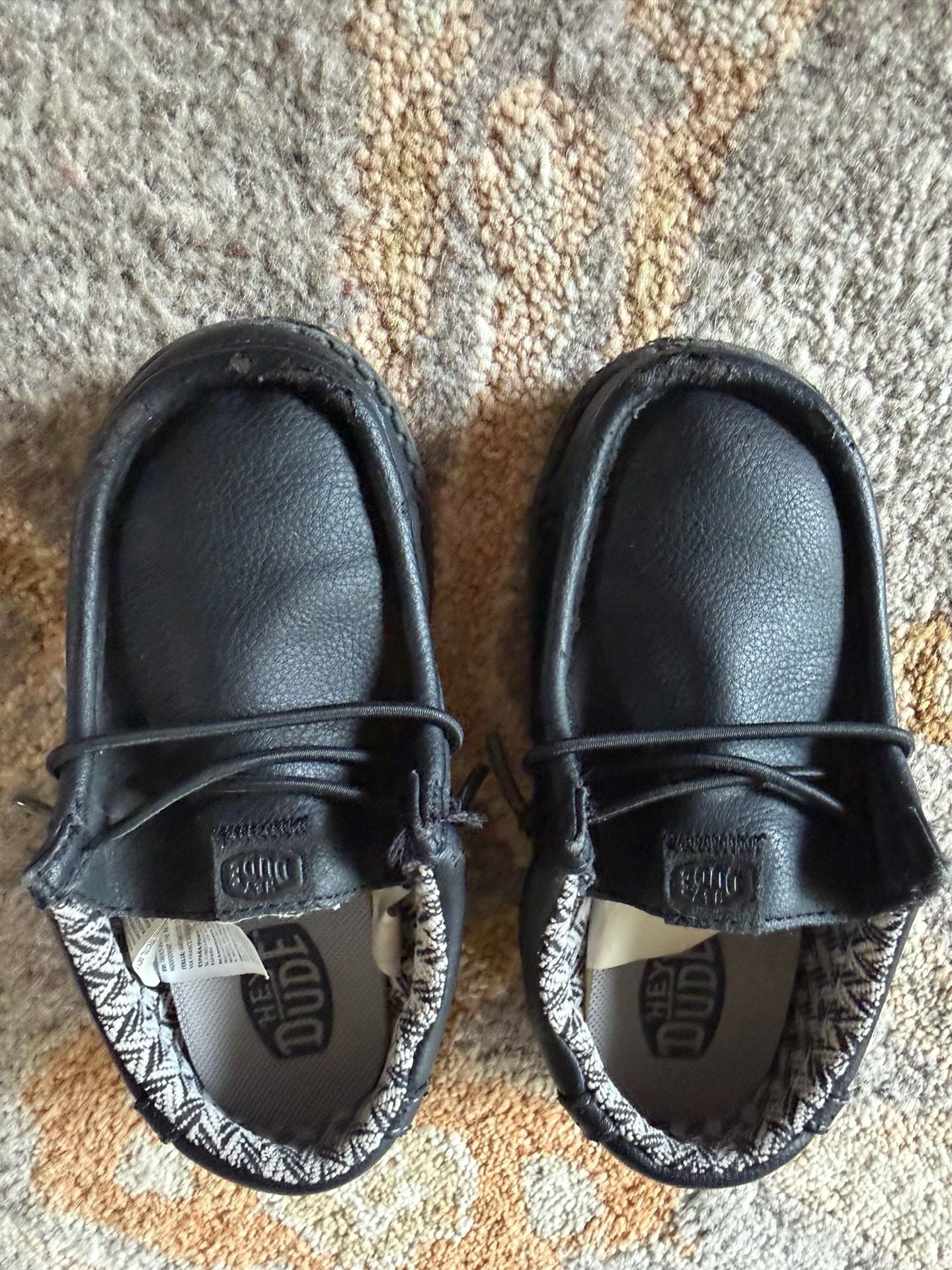 Hey Dude Wally T Classic Toddler Black Leather Shoes Size C9 11