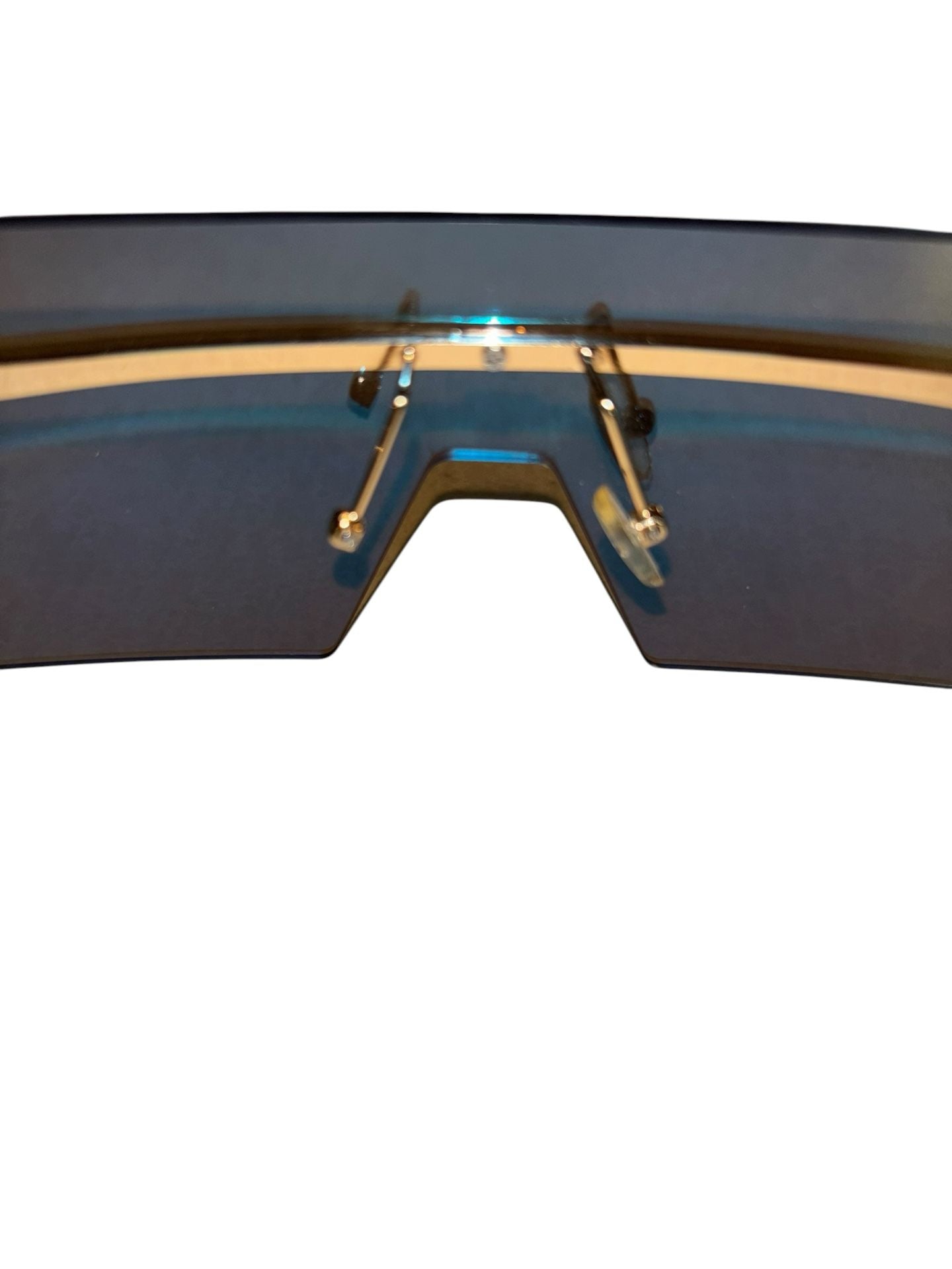 Oversized Flat Top Rimless Shield Gradient Blue Tint Sunglasses Model 5949 4