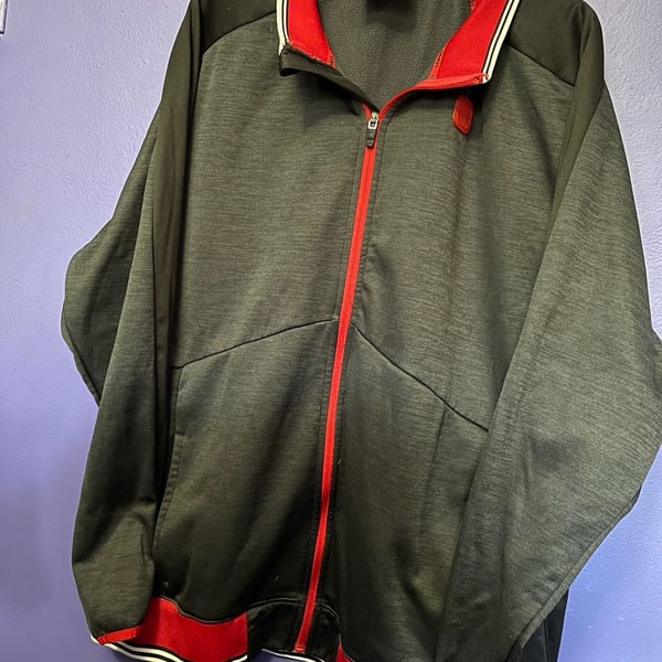 AND1 Men's Dribble Full Zip Track Jacket Gray Red Black Size 3XL