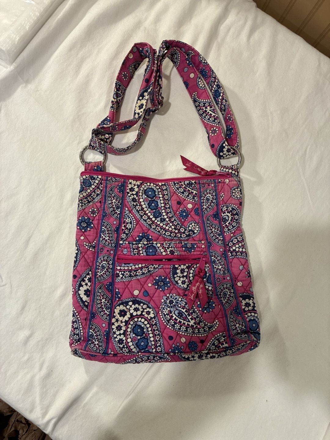 Vera Bradley Boysenberry Pink Paisley Quilted Crossbody Bag Purse 2