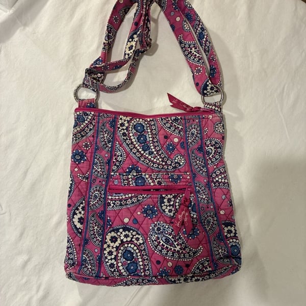 Vera Bradley Boysenberry Pink Paisley Quilted Crossbody Bag Purse