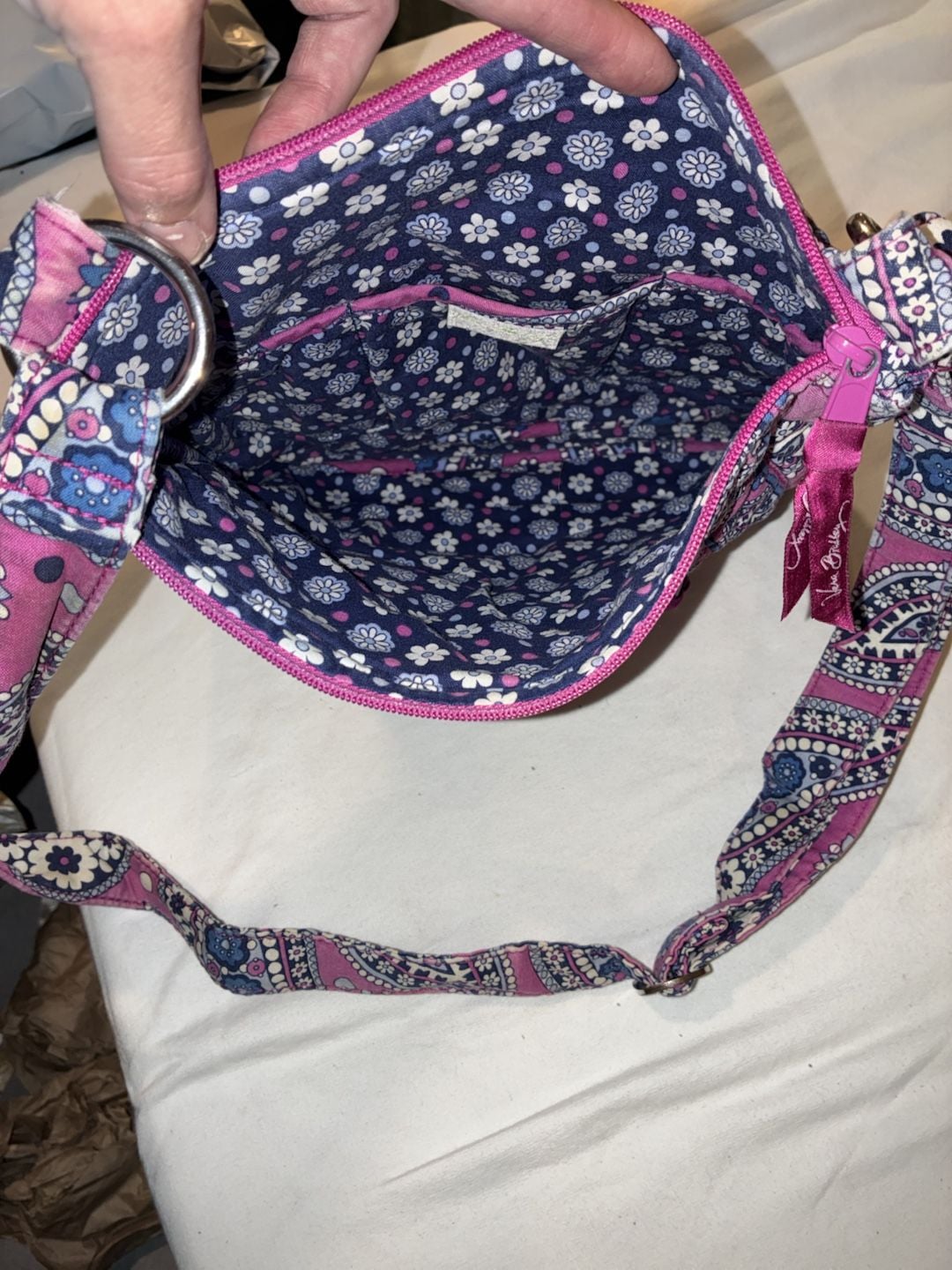 Vera Bradley Boysenberry Pink Paisley Quilted Crossbody Bag Purse 5