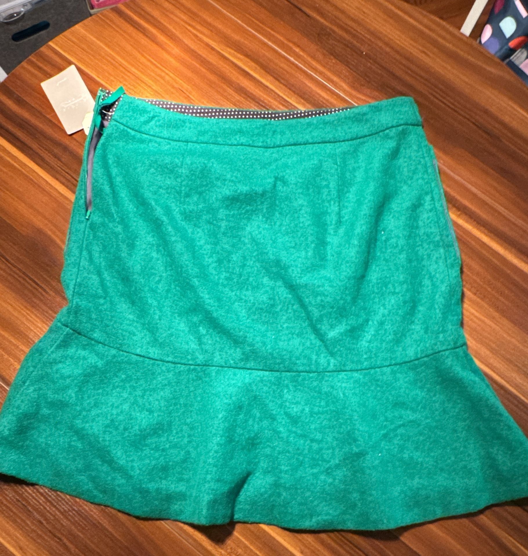 Maeve Anthropologie Green Wool Blend Flare Hem Skirt Size 10 5