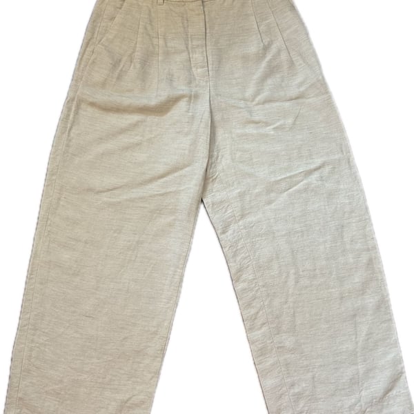 Wilfred Aritzia Linen The Effortless Pant Cropped Beige Quiet Luxury Office
