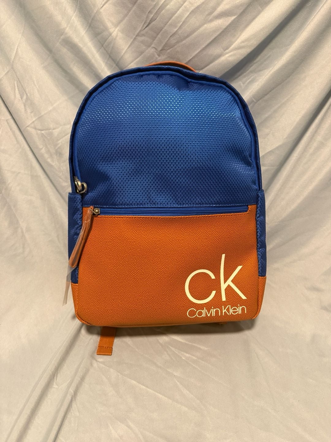 Calvin Klein Blue and Orange Basketball Textures Backpack with CK Logo 2