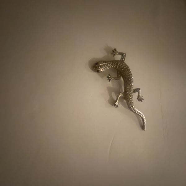 STERLING SILVER 925 MARCASITE LIZARD PIN/ BROOCH SIGNED KC
